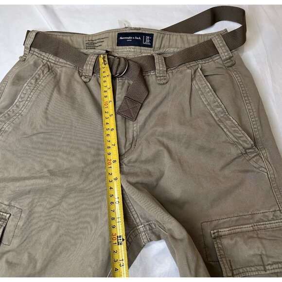 New Abercrombie & Fitch Cargo Pants Mens Baggy Y2k Utility 31x32 Loose Khaki - Picture 8 of 9